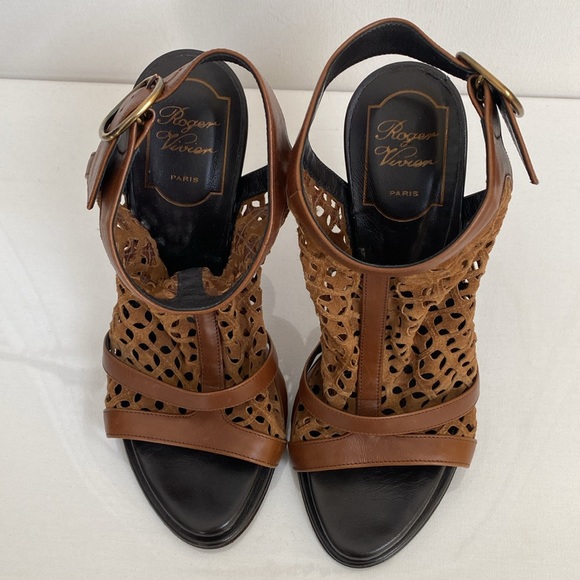 Roger Vivier Epin’ Elle Filoche Leather High Heels Size 38 - Picture 3 of 16